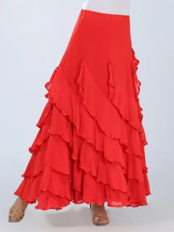 Costume de danse de salle de bain jupe maxi de performance rouge féminine Déguisements Halloween