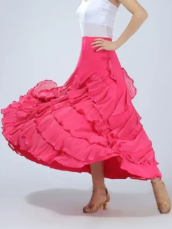 Costume de danse de salle de bain jupe maxi de performance rouge féminine Déguisements Halloween