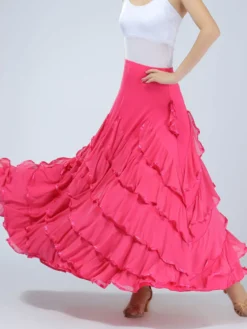 Costume de danse de salle de bain jupe maxi de performance rouge féminine Déguisements Halloween