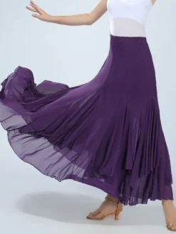Costume de danse de salle de bal Découpe rouge pour femme Long Swing Jupe Déguisements Halloween