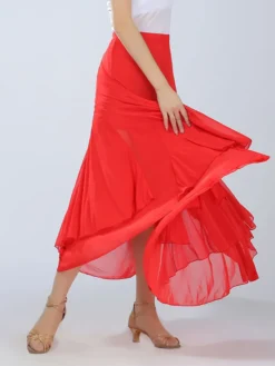 Costume de danse de salle de bal Découpe rouge pour femme Long Swing Jupe Déguisements Halloween