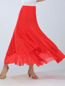 Costume de danse de salle de bal Découpe rouge pour femme Long Swing Jupe Déguisements Halloween