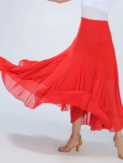 Costume de danse de salle de bal Découpe rouge pour femme Long Swing Jupe Déguisements Halloween