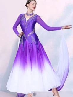 Costume de danse de salon noir pour femme robe de danse élégante en lycra spandex