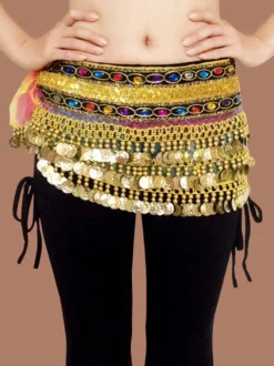 Costume de danse du ventre écharpe ceinture bleu Voile Bollywood accessoires de danse Déguisements Halloween