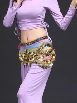 Costume de danse du ventre écharpe ceinture bleu Voile Bollywood accessoires de danse Déguisements Halloween