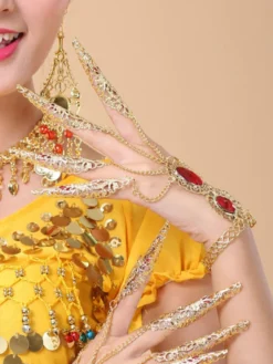 Costume de danse du ventre or synthétique Bollywood danse Nail Warp pour les femmes Déguisements Halloween