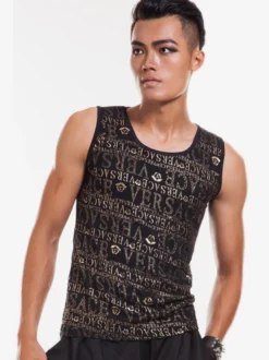 Costume de danse jazz hommes paillettes paillettes gilet de danse haut Déguisements Halloween