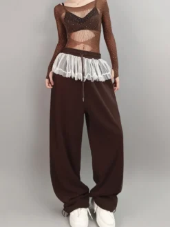 Costume de danse jazz pour femme ensemble haut et pantalon tenue de spectacle
