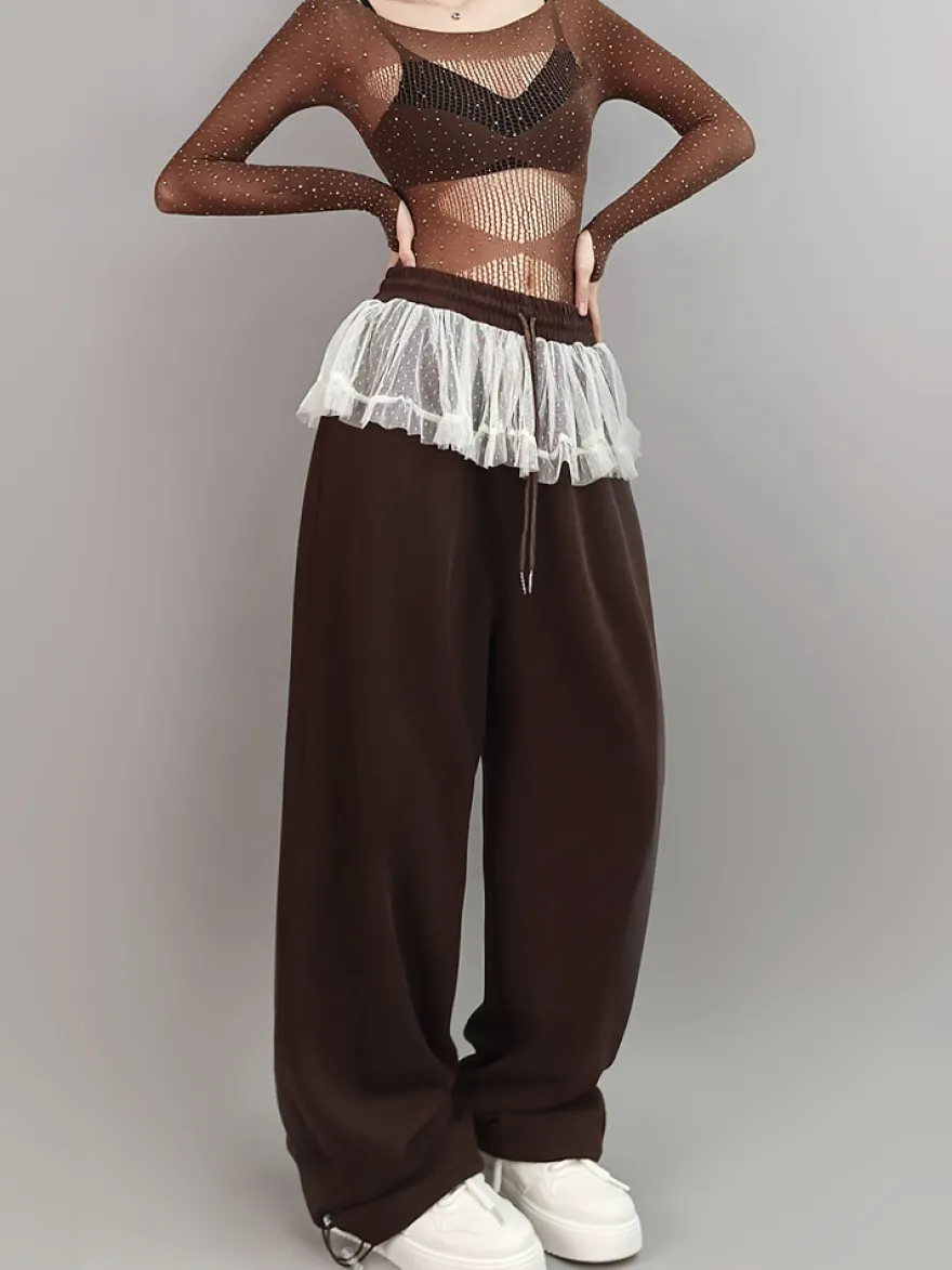 Costume de danse jazz pour femme ensemble haut et pantalon tenue de spectacle