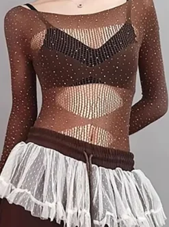 Costume de danse jazz pour femme ensemble haut et pantalon tenue de spectacle