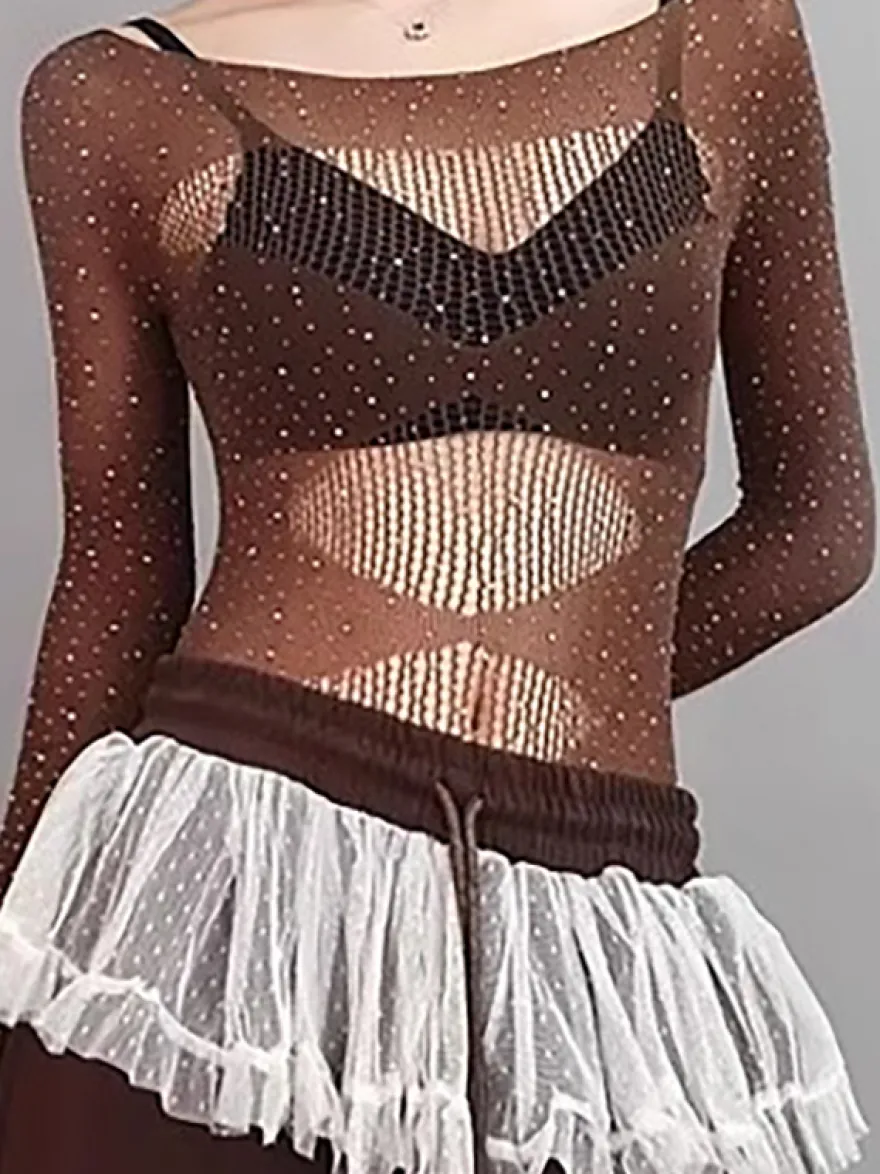 Costume de danse jazz pour femme ensemble haut et pantalon tenue de spectacle