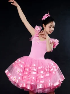 Costume de Danse Latine Ballerina Robes Femmes Blanc Tutu Dancing Costume Déguisements Halloween