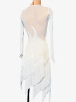 Costume de danse latine blanc pour femmes robe en Lycra et Spandex vêtements de danse Sexy pour danseuse latine