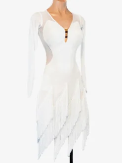 Costume de danse latine blanc pour femmes robe en Lycra et Spandex vêtements de danse Sexy pour danseuse latine