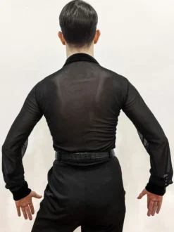 Costume De Danse Latine Homme Top Manches Longues Transparentes Sexy