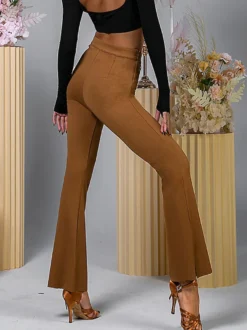 Costume de danse latine marron café pantalon en Polyester pour femmes Costume de danse latine élégant