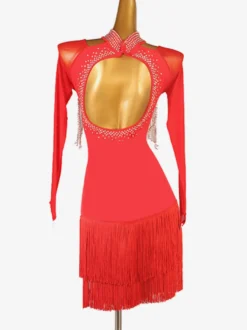 Costume de danse latine noir femme fendu devant paillettes Lycra Spandex robe Costume de danse