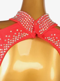 Costume de danse latine noir femme fendu devant paillettes Lycra Spandex robe Costume de danse