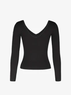 Costume de danse latine noir femme volants dos nu élégant haut en polyester Costume de danse