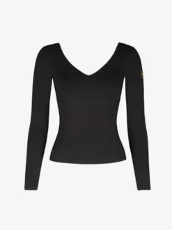 Costume de danse latine noir femme volants dos nu élégant haut en polyester Costume de danse
