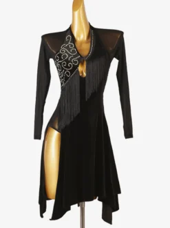 Costume De Danse Latine Noir Pour Femmes Robe Fendue Costume De Danse Latine