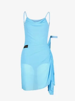 Costume de danse latine noir pour femmes ensemble plissé à épaules ouvertes robe élégante en Polyester Costume de danse
