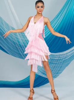 Costume de danse latine pour femmes ensemble à franges robe élégante costume de danse