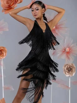 Costume de danse latine pour femmes ensemble à franges robe élégante costume de danse