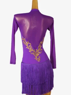 Costume De Danse Latine Robe Manches Longues Sexy En Lycra Et Élasthanne Pour Femme Bordeaux
