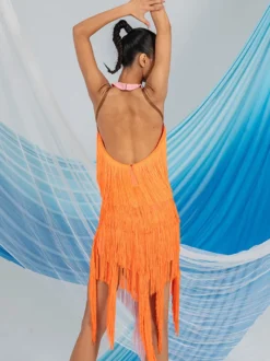 Costume de danse latine rose robe en Polyester pour femmes Costume de danse latine Sexy