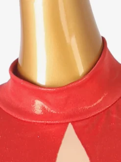 Costume de danse latine rouge pour femmes robe asymétrique en Lycra et spandex à franges vêtements de danse