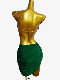 Costume de danse latine vert femmes Sexy Lycra Spandex robe Costume de danse