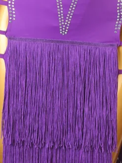 Costume De Danse Latine Violet à Bretelle Robe Fendue Lycra Spandex Pour Femme Noire Costume De Danse Latine Sexy