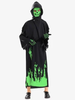 Costume de Faucheuse phosphorescent pour enfants combinaison fantôme phosphorescente tenue de scène