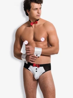 Costume de majordome sexy pour homme dos nu tenue de soirée.