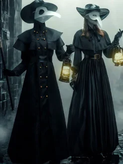 Costume de médecin de la peste médiéval steampunk européen pour adulte style Halloween.