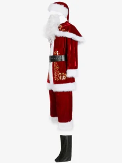 Costume De Père Noël Hommes Ensemble Rouge Polyester Fibre Chapeau Gants Costumes De Vacances De Noël Cadeau Noël Déguisement