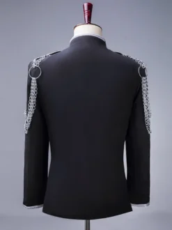 Costume de scène à paillettes pour hommes pardessus à manches longues Costumes rétro Black Palace Performing Arts