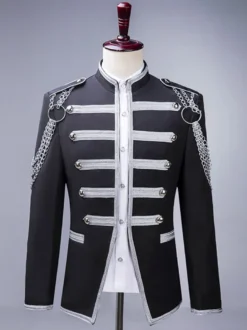 Costume de scène à paillettes pour hommes pardessus à manches longues Costumes rétro Black Palace Performing Arts