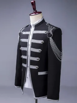 Costume de scène à paillettes pour hommes pardessus à manches longues Costumes rétro Black Palace Performing Arts