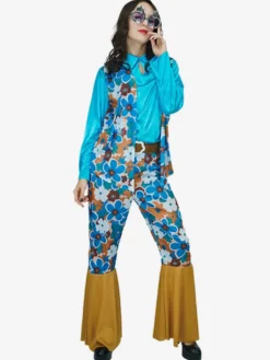 Costume de vacances rétro hippie à manches longues pour femme
