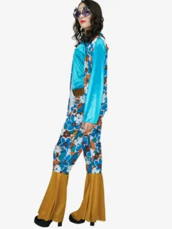 Costume de vacances rétro hippie à manches longues pour femme