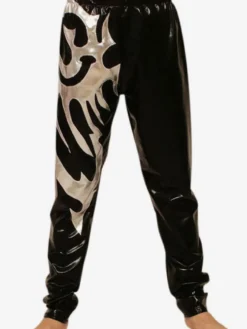 Costume de zentai Wrestling Pantalons unisexe métallisé brillant noir Déguisements Halloween