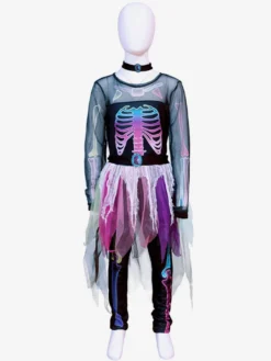 Costume d'Halloween pour fille avec squelette et imprimé os tenue mignonne et effrayante