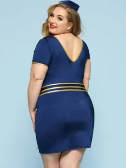 Costume d'hôtesse de l'air grande taille pour femme tenue fabuleuse pour rave et Halloween