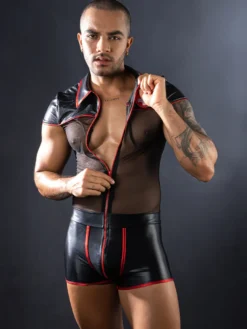 Costume d'infirmière sexy pour homme combinaison de lingerie sexy en polyester et maille pour jeu de rôle