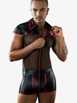 Costume d'infirmière sexy pour homme combinaison de lingerie sexy en polyester et maille pour jeu de rôle