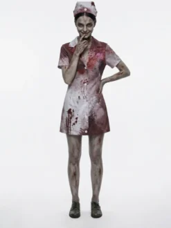 Costume d'infirmière zombie sanglant pour Halloween (femme)