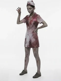 Costume d'infirmière zombie sanglant pour Halloween (femme)